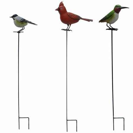 CONSERVATORIO 40 in. Iron Bird Outdoor Garden Stake Assorted Color, 12PK CO2739579